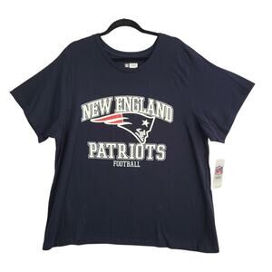 NFL Women 2X New England Patriots Short Sleeve T-Shirt‎ Navy Football Cotton NEW